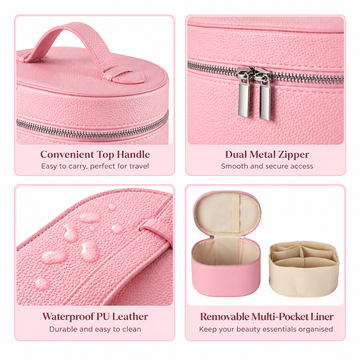 Pink makeup vanity bag